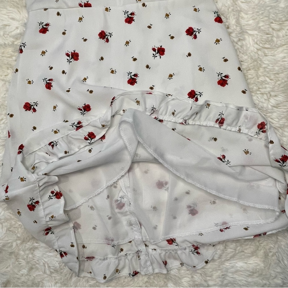 White & Red Floral Mini Dress - Picture 6 of 13